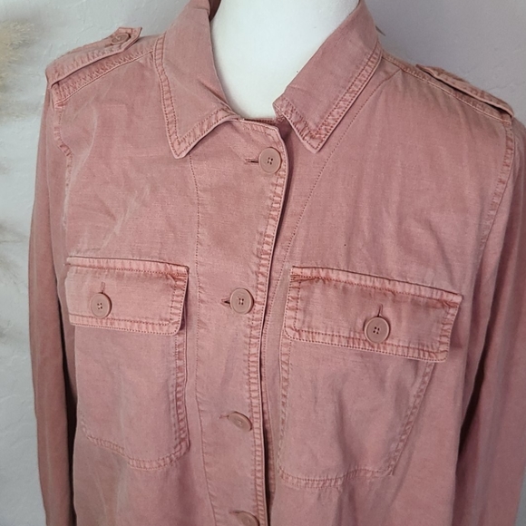 NWT Lucky Brand pink military style shirt medium - Picture 2 of 9